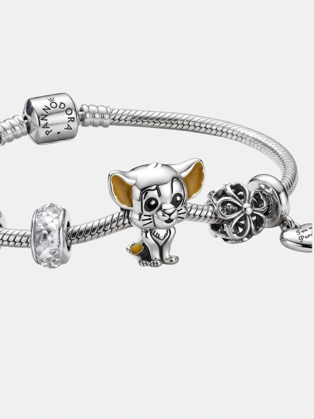 Silver and Yellow Cartoon Kitten Charm